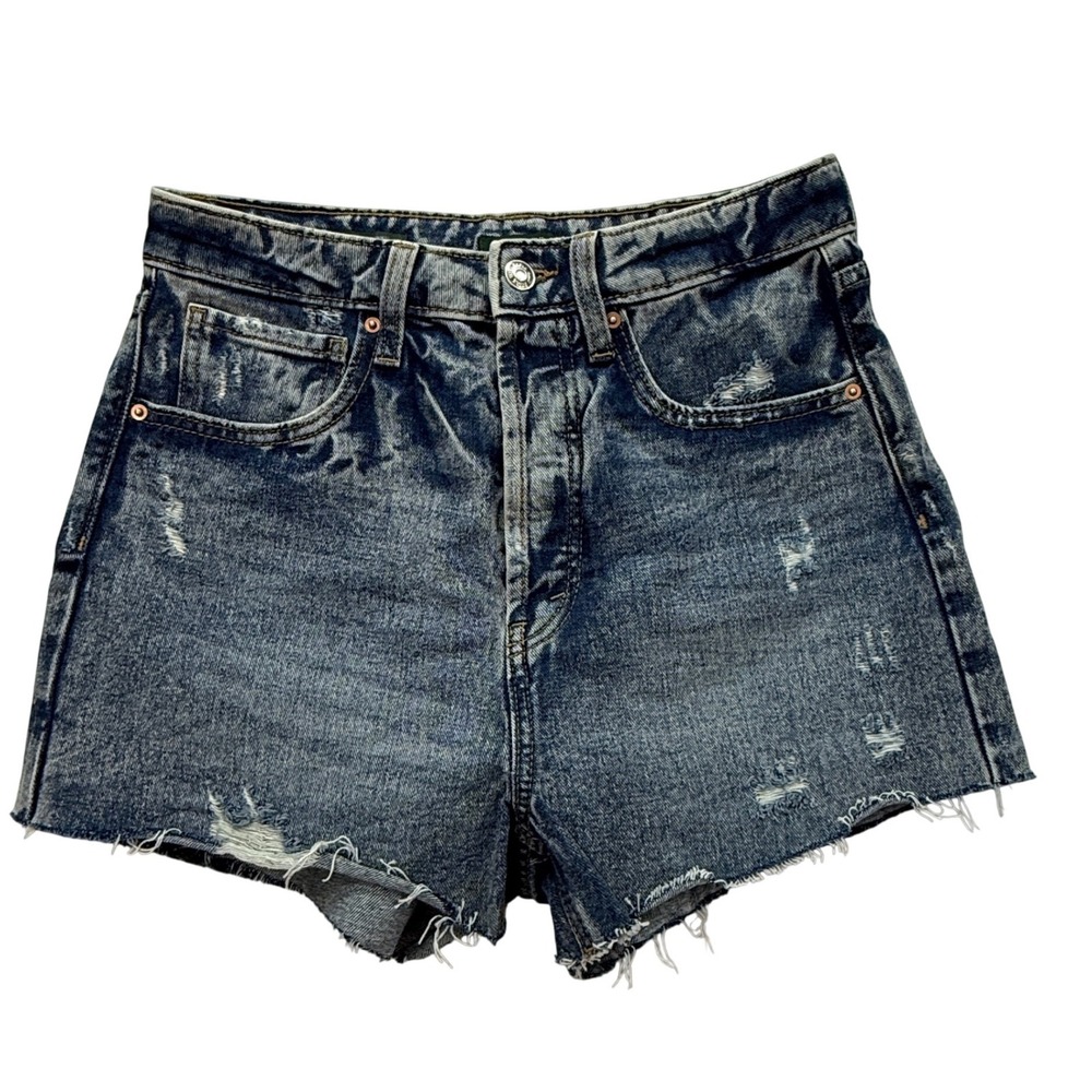 Wild Fable Denim Shorts Women 4 Blue High Rise Cutoff Distressed‎ Dark Acid Wash